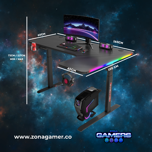 Escritorio Gamer Y-103, Con motor eléctrico y luces RGB