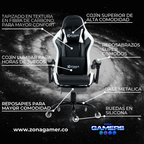 Silla Gamer Thunder-1039F Grey con reposapiés y ruedas en silicona