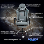 Silla Gamer LXR-1039F Grey con reposapiés y ruedas en silicona