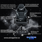 Silla Gamer Titan-1039F Grey con reposapiés y ruedas en silicona