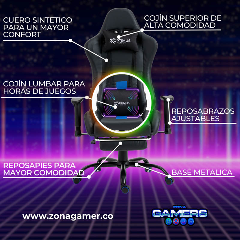 Silla Gamer COR-1001F Blue con masajeador lumbar y reposapiés incluido