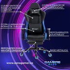 Silla Gamer CIR-1001F Blue con reposapiés y ruedas en silicona