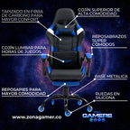 Silla Gamer E-1127F Blue con reposapiés y ruedas en silicona
