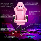 Silla Gamer A231039F Pink con reposapiés y ruedas en silicona