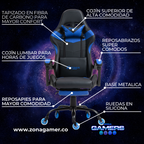 Silla Gamer 1039F Blue con reposapiés y ruedas en silicona