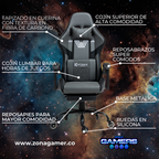 Silla Gamer DOWLINE-1039F Grey con reposapiés y ruedas en silicona