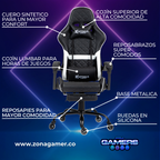 Silla Gamer ARMOR-1039F White con reposapiés y ruedas en silicona