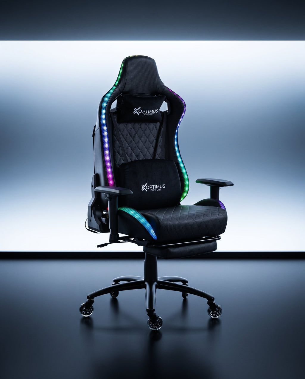 Silla gamer ULTIMATE Black con luces RGB + reposapiés y ruedas en silicona · set-2k · 114-ultimate-black-02-armonia.jpg