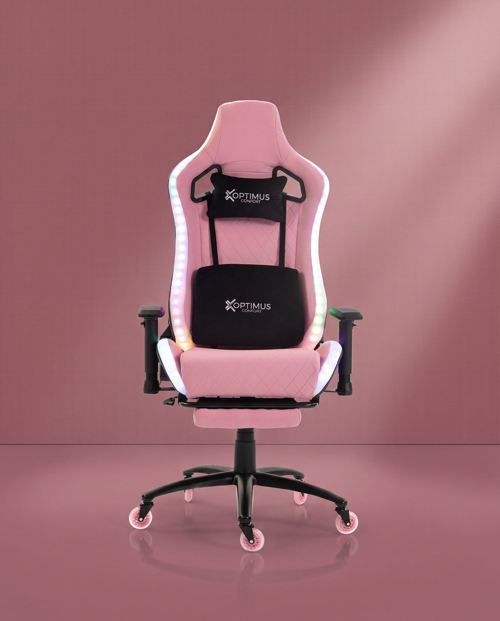 Silla gamer ULTIMATE Pink con luces RGB + reposapiés y ruedas en silicona · set-2k · 116-ultimate-pink-01-armonia.jpg