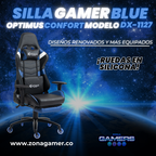 Silla Gamer DX-1127F Blue con reposapiés y ruedas en silicona