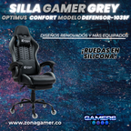 Silla Gamer Defensor-1039F Grey con reposapiés y ruedas en silicona