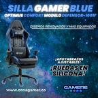 Silla Gamer Defensor-1001F Blue con reposapiés y ruedas en silicona
