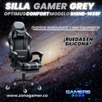 Silla Gamer Shine-1039F Grey con reposapiés y ruedas en silicona