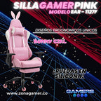 Silla gamer EAR-1127F Pink  + reposapiés y ruedas en silicona