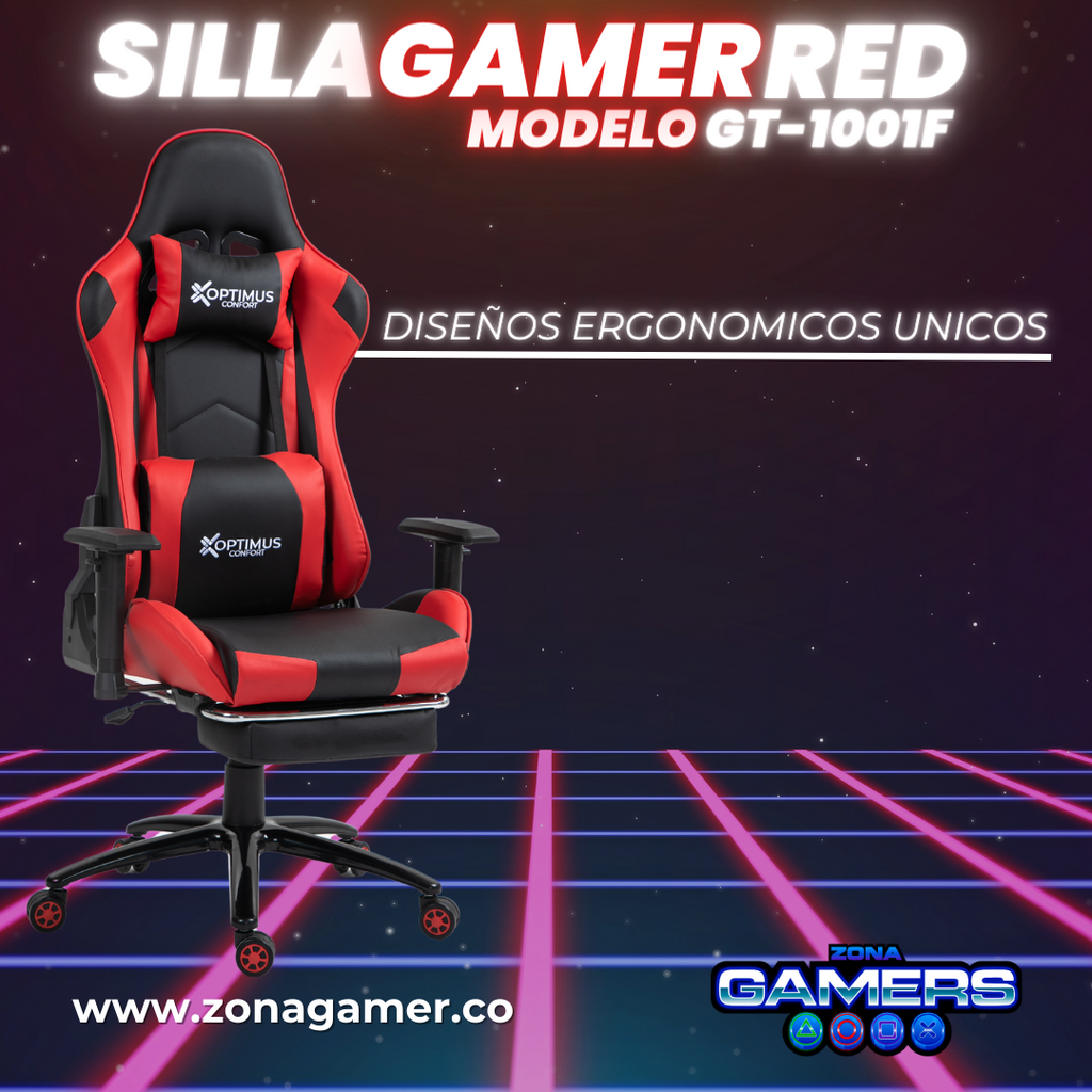 Silla Gamer GT-1001F Red + reposapiés incluido