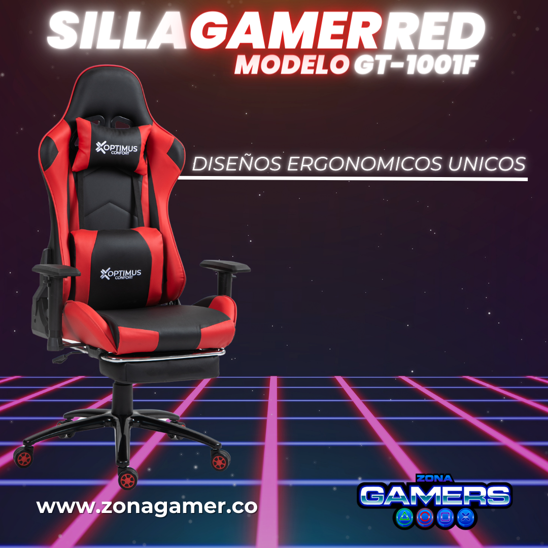 Silla Gamer GT-1001F Red + reposapiés incluido