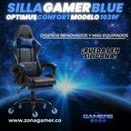 Silla Gamer 1039F Blue con reposapiés y ruedas en silicona