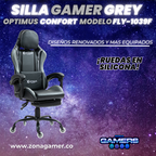 Silla Gamer Fly-1039F Grey con reposapiés y ruedas en silicona