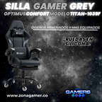 Silla Gamer Titan-1039F Grey con reposapiés y ruedas en silicona