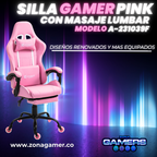 Silla Gamer A231039F Pink con reposapiés y ruedas en silicona