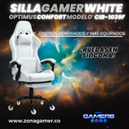 Silla Gamer CIR-1039F White con reposapiés y ruedas en silicona