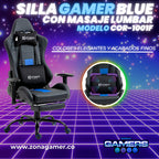 Silla Gamer COR-1001F Blue con masajeador lumbar y reposapiés incluido