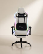 Silla gamer ULTIMATE White con luces RGB + reposapiés y ruedas en silicona · set-2k · 120-ultimate-white-01-armonia.jpg