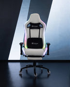 Silla gamer ULTIMATE White con luces RGB + reposapiés y ruedas en silicona · set-2k · 121-ultimate-white-01-contraste.jpg