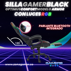 Silla Gamer Optimus Confort Armor RGB Black con parlante bluetooth