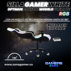 Silla gamer ULTIMATE White con luces RGB + reposapiés y ruedas en silicona