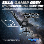 Silla Gamer Shine-1039F Grey con reposapiés y ruedas en silicona