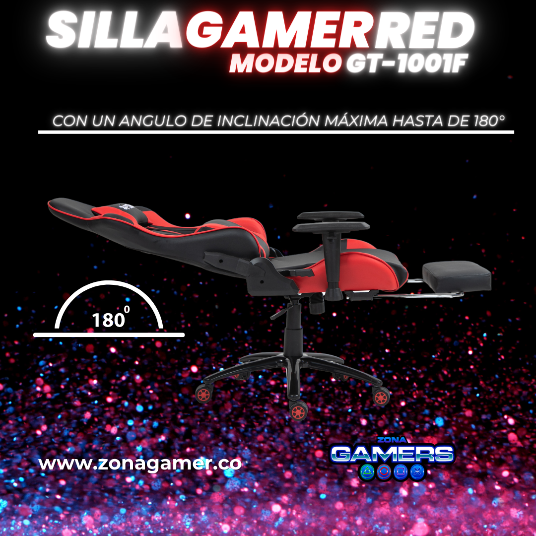 Silla Gamer GT-1001F Red + reposapiés incluido