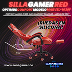 Silla Gamer Marvel-1039F Red con reposapiés y ruedas en silicona.