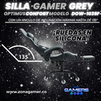 Silla Gamer DOW-1039F Grey con reposapiés y ruedas en silicona