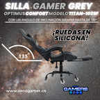 Silla Gamer Titan-1039F Grey con reposapiés y ruedas en silicona