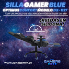 Silla Gamer DX-1127F Blue con reposapiés y ruedas en silicona