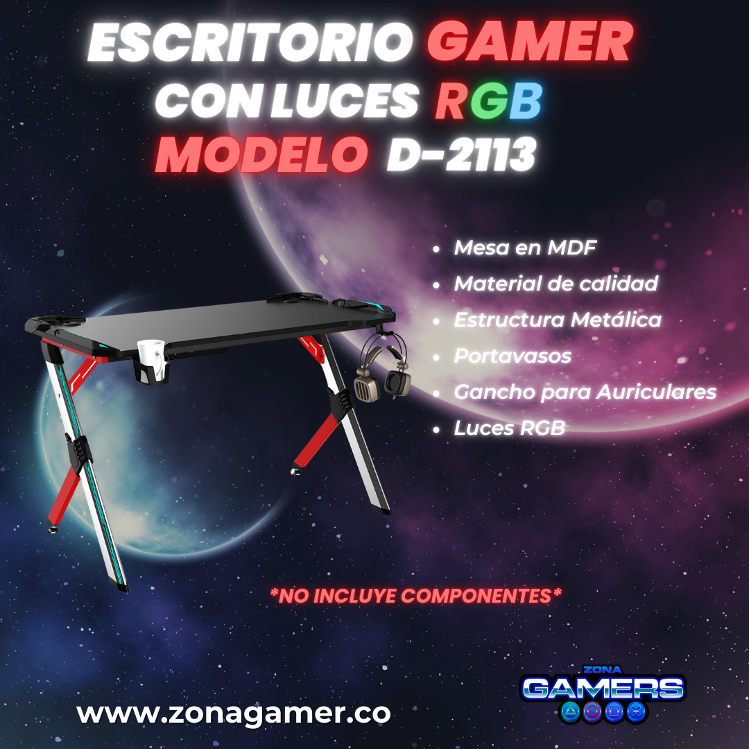 Escritorio Gamer D-2113 Con luces RGB