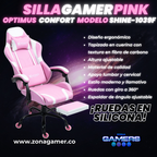 Silla Gamer Shine-1039F Pink  con reposapiés y ruedas en silicona
