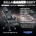 Silla Gamer DX-1127F PRO Grey con reposapiés y ruedas en silicona