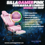 Silla Gamer DX-1001F Pink con masajeador lumbar y reposapiés incluido