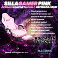 Silla Gamer Defensor-1039F Pink con reposapiés y ruedas en silicona