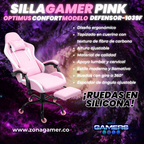 Silla Gamer Defensor-1039F Pink con reposapiés y ruedas en silicona
