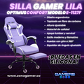 Silla Gamer E-1127F Lilac con reposapiés y ruedas en silicona