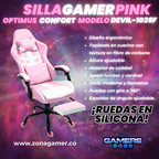 Silla Gamer Devil-1039F Pink con reposapiés y ruedas en silicona
