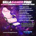 Silla Gamer DOWLINE-1039F Pink con reposapiés y ruedas en silicona