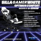Silla Gamer A231039F White con reposapiés y ruedas en silicona