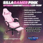 Silla Gamer LXR-1039F Pink con reposapiés y ruedas en silicona