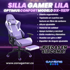 Silla Gamer DX-1127F Lilac con reposapiés y ruedas en silicona
