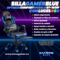 Silla gamer GT-1039F Blue con luces RGB + reposapiés y ruedas en silicona