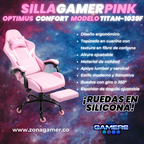 Silla Gamer Titan-1039F Pink con reposapiés y ruedas en silicona